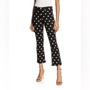7 for all mankind High Rise Slim Kick Jeans In Black With White Polka Dots SZ26